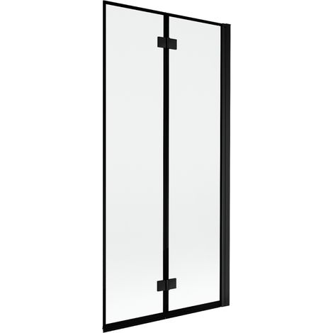 Paroi de baignoire 2 volets Mexen Mist droite 90 x 150 cm, cadre noir - 8A9-090-002-70-70-P (1/5)
