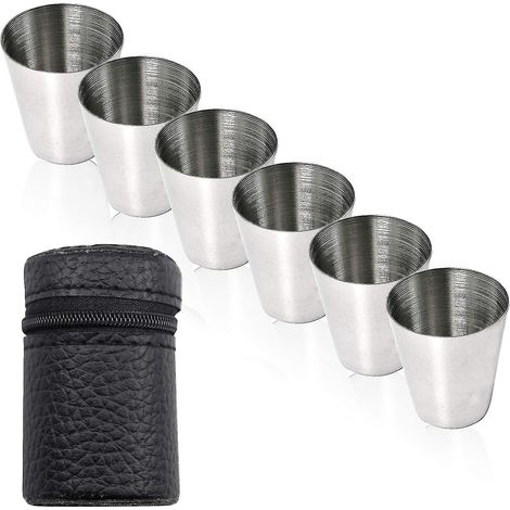 7pcs Stainless Steel Drinking Cup Set, Bartending Cup, Shot Glasses Portable Wine Glass (1/4)