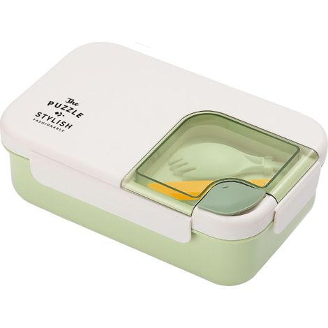 Boîte à lunch Bento à double compartiment  Grand récipient rectangulaire portable avec compartiment isotherme  Accessoire de cuisine étanche et facile à nettoyer (1/5)