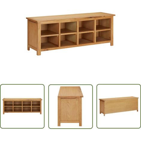The Living Store Schuhregal 114x37x45 cm Massivholz Eiche - Schuhregal - Schuhschrank - Holzregal - Eichenholzmöbel - Garderobe (1/5)