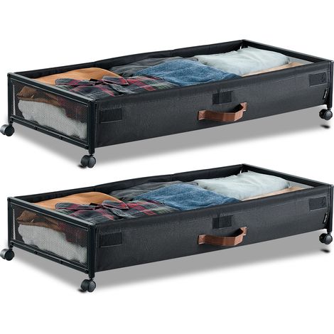 VEVOR Contenitore Sottoletto 915 x 460 x 185 mm Contenitori Sottoletto con Quattro Rotelle Girevoli a 360° e Coperchio Trasparente, per Vestiti, Scarpe, Coperte, Camera da Letto, Confezione da 2