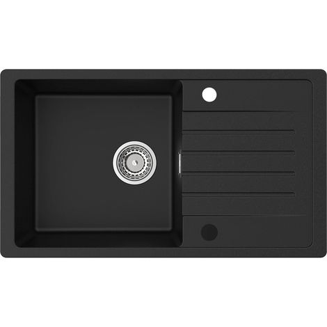 Évier de cuisine, forme rectangulaire, installation autonome, noir (1/5)