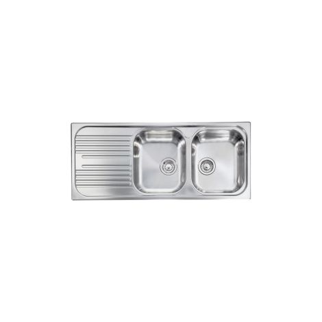 CM 010547DCSSX Atlantic Lavello montato su piano 2 vasche con gocciolatoio a sinistra acciaio inox satinato colore Acciaio inox (1/5)