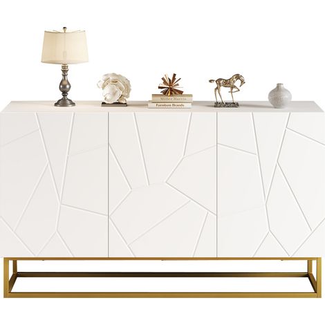 Buffet laqué brillant, buffet/armoire/meuble-buffet moderne à 4 compartiments, largeur 130 cm (1/4)