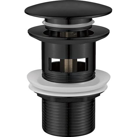Tige de vidage pour bonde de lavabo à trop-Plein , Pop-Up Universelle, Laiton Massif Fini chromé, Noir (1/5)