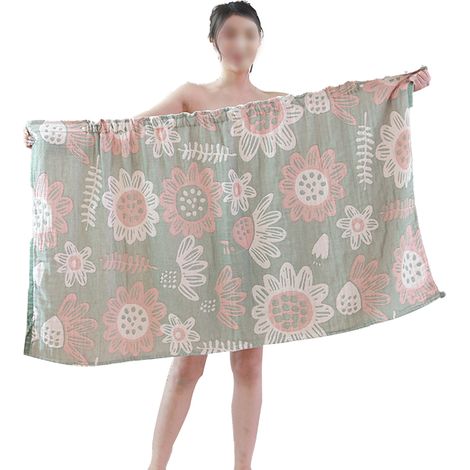 Robe De Bain - Coton - Fermeture À Bouton Et Velcro Réglable - Longueur Genou - Pour Femme - 1 Pièce (1/5)