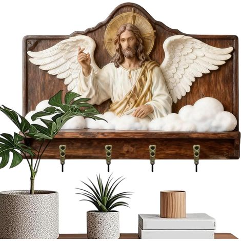 clés mural Support décoratif à motif Jésus 2D multi crochets (1/5)