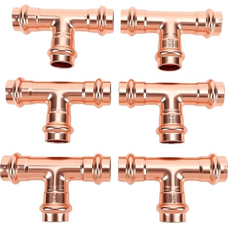 6PCS Raccord à Compression en Cuivre, Té Demi-Pouce, pour CVC (1/5)