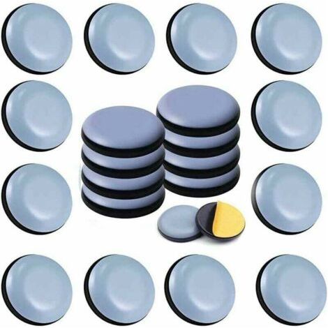 Lot de 24 patins Téflon 20 mm (ronds) pour meubles, patins Téflon autocollants pour chaises, canapés, bureaux, tables. (1/4)