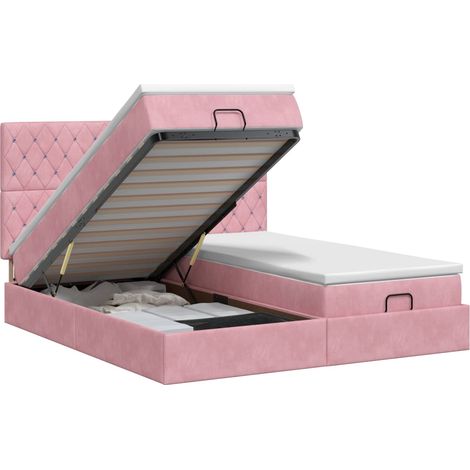 Maison Exclusive - Letto ottomano con materasso con testiera 2 pz Rosa Velluto (1/5)