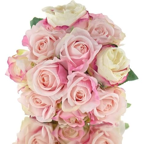 GASPER Rosenstrauß Rosa Töne & Creme 11 Stiele 36 cm - Kunstblumen (1/3)