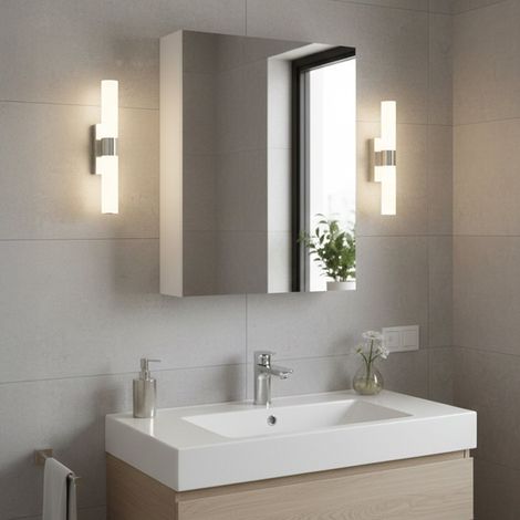 Dmora Armario de pared Lafayette, Mueble columna para baño, Armario colgante, color blanco brillante, cm 40x21h65 - 1 puerta, con embalaje reforzado (1/5)