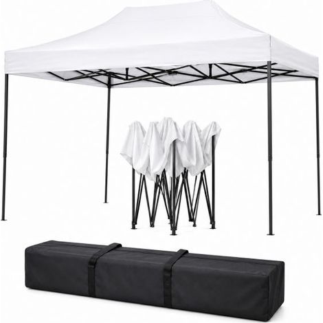 Gazebo Pieghevole 3x4,5m Pop Up impermeabile Richiudibile Giardino Fiera Mercato Bianco (1/5)
