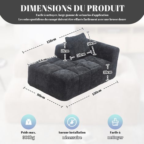 Chaise-longue confortable, sans besoin de montage. Canapé moelleux avec des coussins. Pochettes situées sur les côtés pour ranger la télécommande et le téléphone portable. Démontable et élégant. Coule (1/5)