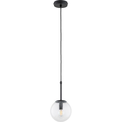 Suspension mini noire globe verre clair E14 Alfa Sebia (1/3)