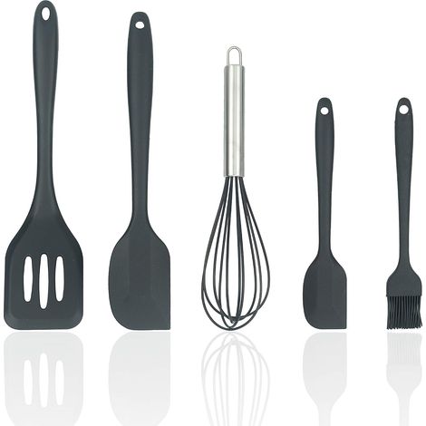 Utensilios De Cocina De Silicona - 5 Piezas - Espátula Grande - Espátula Pequeña - Turner - Batidor - Cepillo Para Untar - Resistente Al Calor Hasta 230 °C (1/5)