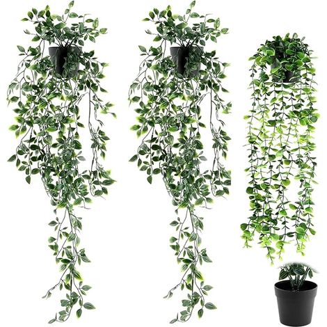 Plante Artificielle Tombante Fausse Plantes avec Pots Suspendues Extérieure Intérieure Decoration pour Célébration Cuisine Jardin Bureau Vert (1/5)