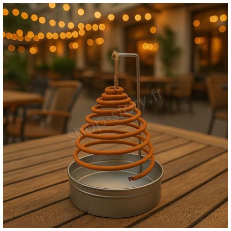 3 Spirales Encens Citronnelle + Support Inox – Anti-Moustique Extérieur (1/5)