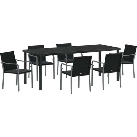 Maison Exclusive - Set da Pranzo per Giardino 7 pcs Nero e Grigio Rattan in PE