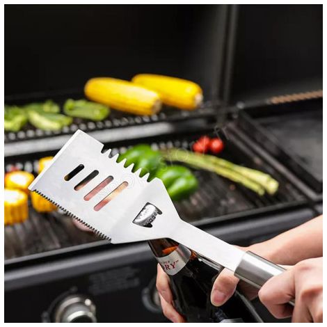 Spatule multifonctions en inox 35 cm – Outil 5 en 1 pour barbecue (1/5)