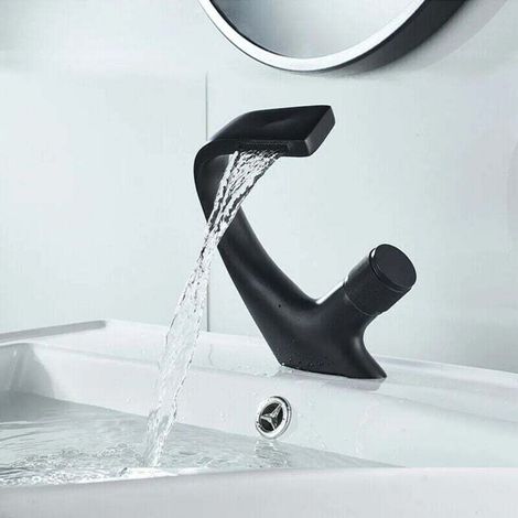 MUMU Bathroom Waterfall Sink Faucet, Single Handle Basin Mixer Tap (1/4)