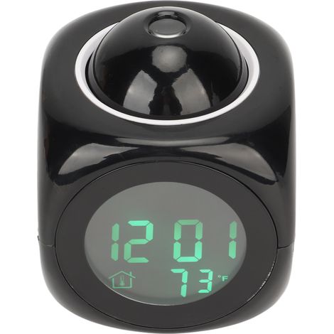 Réveil à projection LED avec mini-projecteur vocal numérique et câble USB noir (1/5)