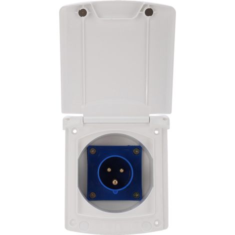 Prise électrique 3 broches étanche pour camping-car, encastrable, 220-250V 16A, blanc (1/5)