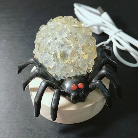 Lampe En Cristal Naturel - Forme D'araignée - Veilleuse De Bureau Et Chevet - Éclairage Doux Pour Étude Ou Décoration Intérieure - 1 Pièce (1/5)