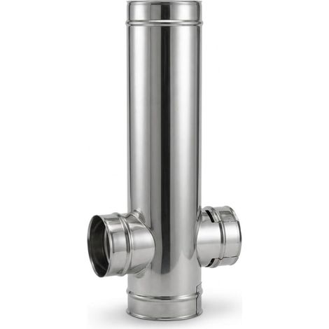 MAKA T 93° 2 Uscite 180° H 940 Canna Fumaria Coassiale Doppia Parete Inox Ø 200/300 mm (1/5)
