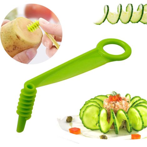Manuel Spirale Vis Slicer Coupe en Plastique pour Pommes de Terre légumes Carotte Concombre Outils de Cuisine de Couleur aléatoire,, (1/5)