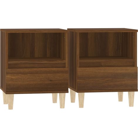 Juego de 2 mesitas de noche con cajón y compartimento abierto 40 x 35 x 50 cm madera contrachapada marrón DEC035181