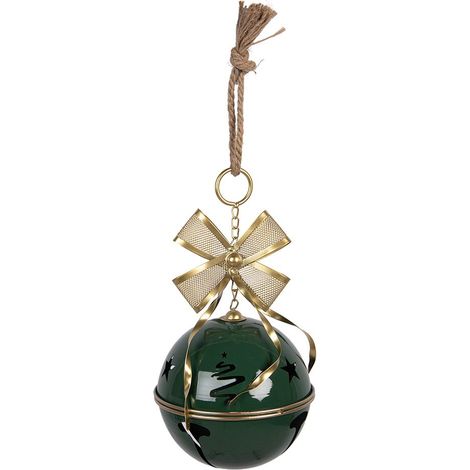 Décoration de Noël Cloche Festive en Métal Vert Figurine Ornementale de Fête 19 x 45 cm - PANGIVO (1/3)