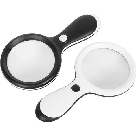Lupa de bolsillo 10X con iluminación LED blanca cálida y fría, lente grande de 88 mm de diámetro para lectura. (1/4)