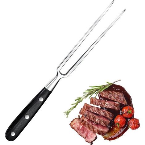Forchetta da carne in acciaio inox lunga 30 cm con manico in legno, ideale per bistecche, arrosti, pollo arrosto e verdure forchetta da griglia impeccabile con lunghi rebbi per girare facilmente gli a (1/5)