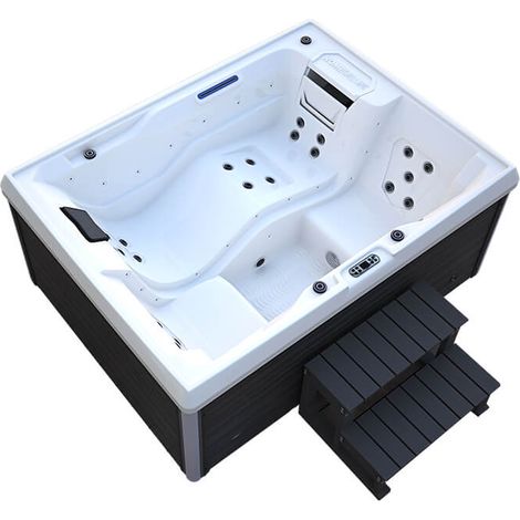 Home Deluxe - Spa d'extérieur avec escalier et couverture thermique STREAM 211 x 156 cm pour 3 personnes Équipement : Avec escalier et couverture thermique