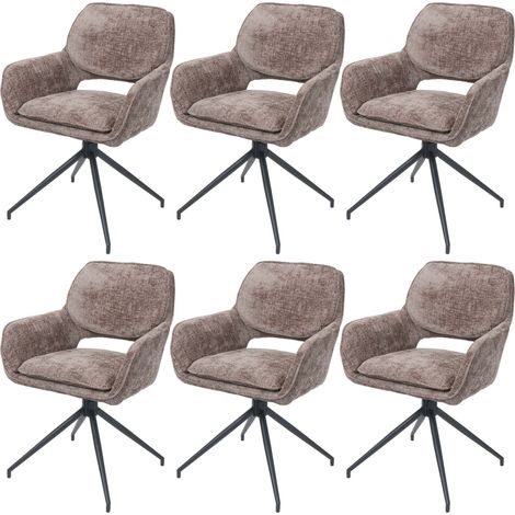 Lot de 6 chaises de salle à manger HWC-N74, chaise de cuisine, pivotante Auto-Return, tissu chenille (490g/m²) Oeko-Tex (1/5)