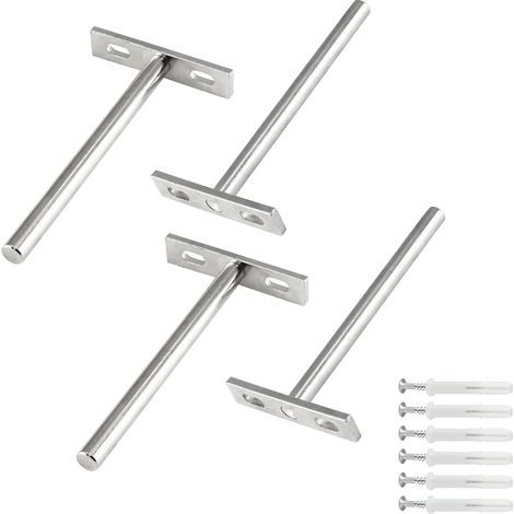 Set di 4 staffe per mensole galleggianti da 7,6 cm (3 pollici), staffe a scomparsa per mensole galleggianti in legno - Viti e tasselli inclusi - Mensola a muro (1/5)