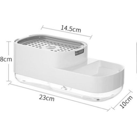 Distributeur De Savon Liquide - 600 Ml - Avec Porte-éponge Intégré - Pour Évier De Cuisine - Blanc - 1 Pièce (1/5)