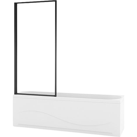 Pare-baignoire fixe VESTON 1 volet Silla, paroi de baignoire 70x150 cm en verre trempé, installation murale facile, Noir (1/5)