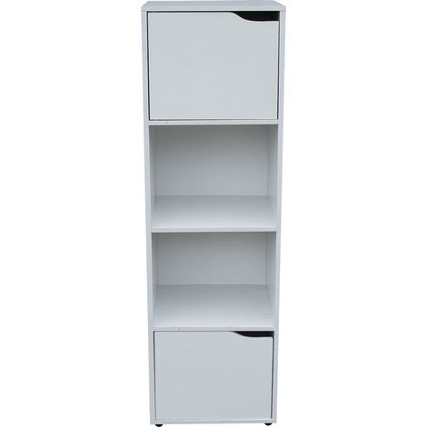 Libreria 2 Ripiani 2 Ante 30x29x120 cm in Legno Bianco (1/3)