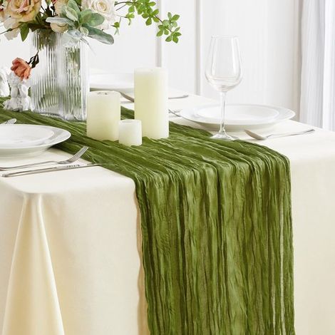 Camino de mesa estilo bohemio con tela de gasa,decoración de malla para la mesa de la cocina,90 x 180 cm (1/5)