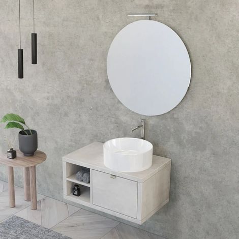 Mobile bagno sospeso 80 cm grigio nuvola Master lavabo 40 e specchio 80 (1/5)