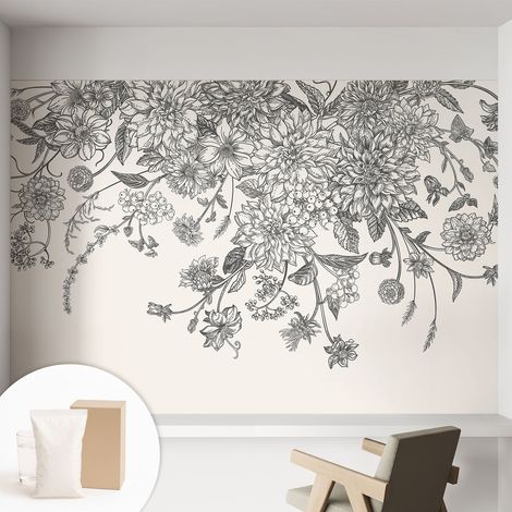 Papier peint intissé décoratif avec motifs pour salon et chambre a motif - Colle incluse gratuite Motif floral 152x104 cm (1/5)