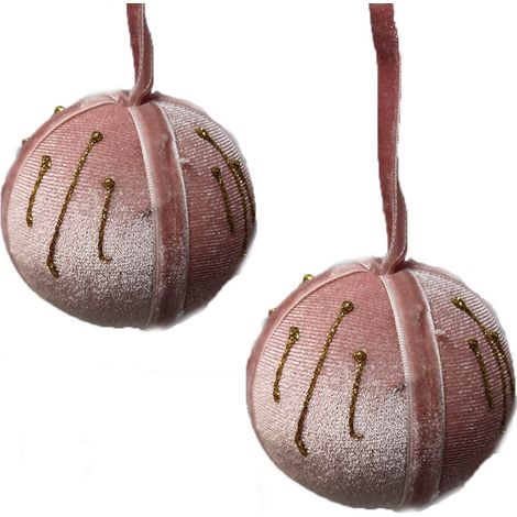 Palline velluto sfera rosa antico oro per albero di natale decorazioni natalizie cm 8 set da 12 addobbi palle vintage moderne (1/5)