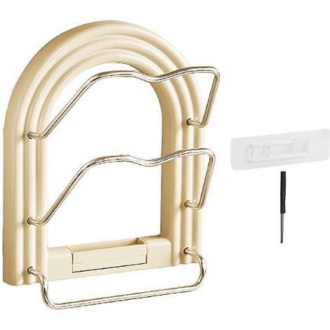 Organisateur mural pour couvercles de casseroles en alliage d'aluminium, gain de place sans perçage, type porte-serviettes de cuisine. (1/5)