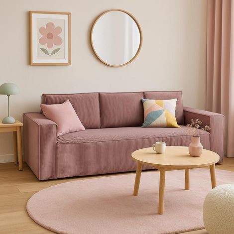 Sofello Schlafsofa CORDA ROSA aus Kordstoff mit Schlaffunktion - Modernes Design in trendigen Farben (1/5)