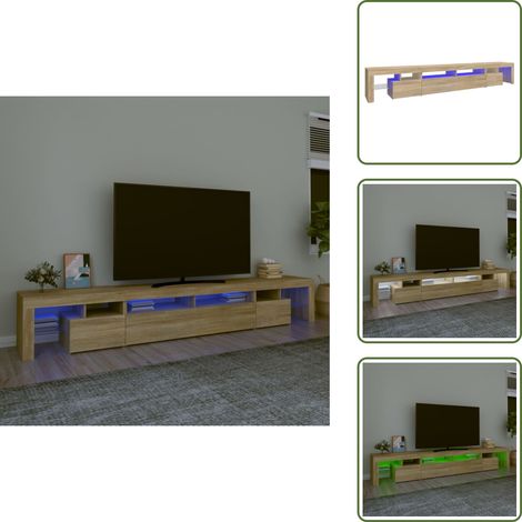 TV-Schrank mit LED-Leuchten Sonoma-Eiche 260x36,5x40 cm - TV Schrank - Holzwerkstoff Möbel - Sonoma Eichenfarben - LED Beleuchtung - Wohnzimmerschrank (1/5)