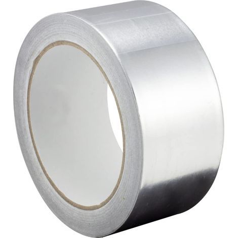 Nastro adesivo in alluminio argentato, 5 cm di larghezza x 5 m di lunghezza, ignifugo, resistente alle alte temperature e impermeabile. (1/5)