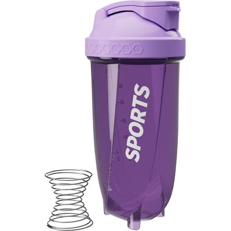 Proteinshaker 600ml Hexagondesign Öffnung Tragegriff Violett (1/5)