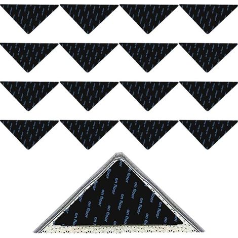 16 Pièces de Tapis Antidérapants, Rug Grippers, Coins sous-Tapis Triangulaires Auto-adhésifs, Réutilisables et Lavables, avec Anti-Bouclage d'Angle et Adhérence Forte, pour Tous les Sols